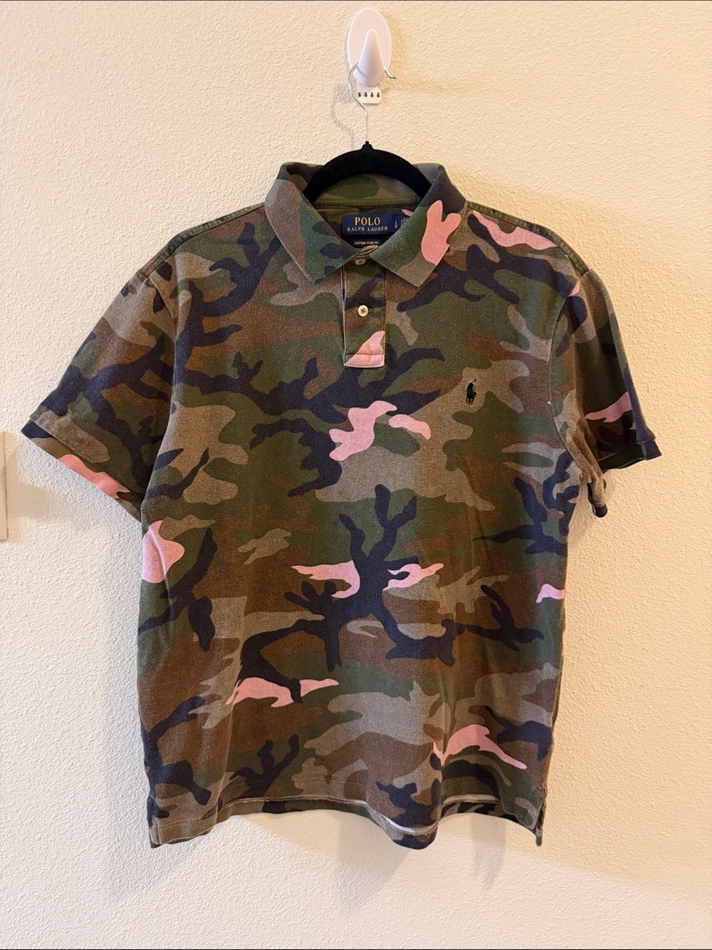 Polo Ralph Lauren Men’s L Pink Woodland Camo Custom Slim Fit Polo Shirt